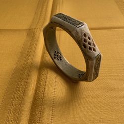 Vintage Horn Bone and Brass Bangle Bracelet