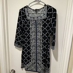 White House Black Marketed Printed Square Neck Stretch Jersey Dress