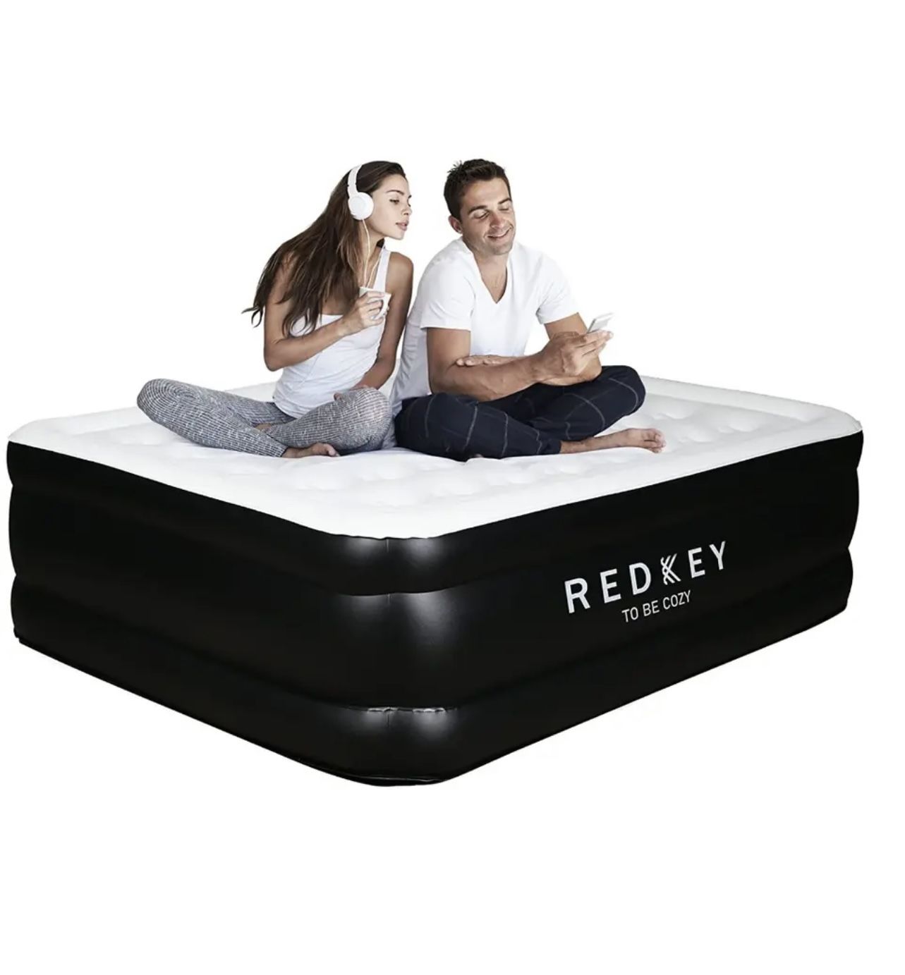 Queen Air Mattress With Built In Pump, Inflatable Mattress Camping 2 MINS INFLATE Airbed