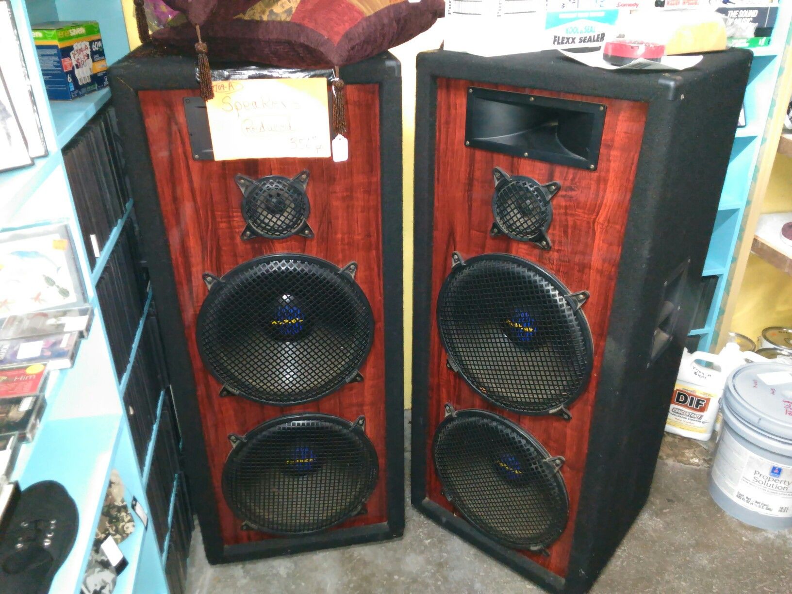 Pro Audio large speakers. They're at flea-bitten flea market in Cabot