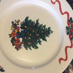 Details about  / Set of 4 Origins Tree /& Ribbon Christmas Morning Porcelain Dinner Plates 10 1//4/"