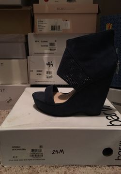 BarIII SirenBlu Blue Wing Teal Wedge Size 8.5M