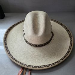 Auténtico Sombrero Mexicano de paja de palma, estilo vaquero o Safari, de la Región de Sahuayo.