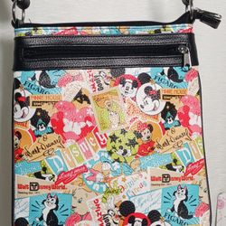 Disney Parks Retro Classic Collage Faux Leather Crossbody Shoulder Bag
