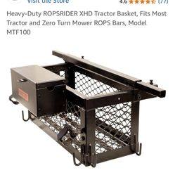 Heavy Duty Tractor Basket,Universal-Fitting Tractor Tool Box Accessories,24x10x10in Tractor Basket Attachment Fits Most Tractor and Zero Turn Mower,Bl