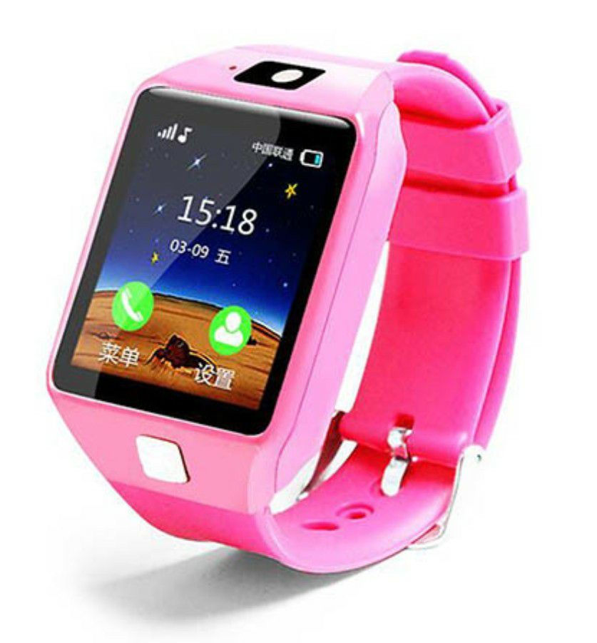 Pink smart watch with camera