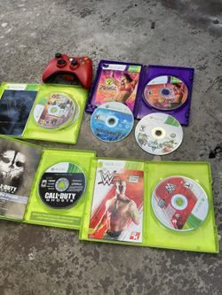 Xbox 360 Controller And 7 Games 