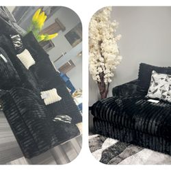 Midnight Madness 2pc Sectional/Ottoman/OVERSIZED CHAIR W/Cupholders $1600