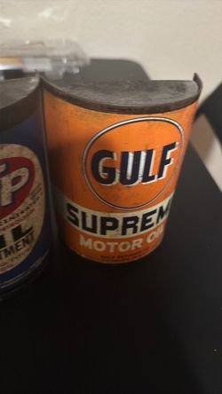 Vintage Gulf Supreme Motor Oil Can set of 4