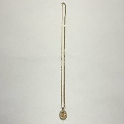 10K Gold Virgin Mary Pendant Necklace