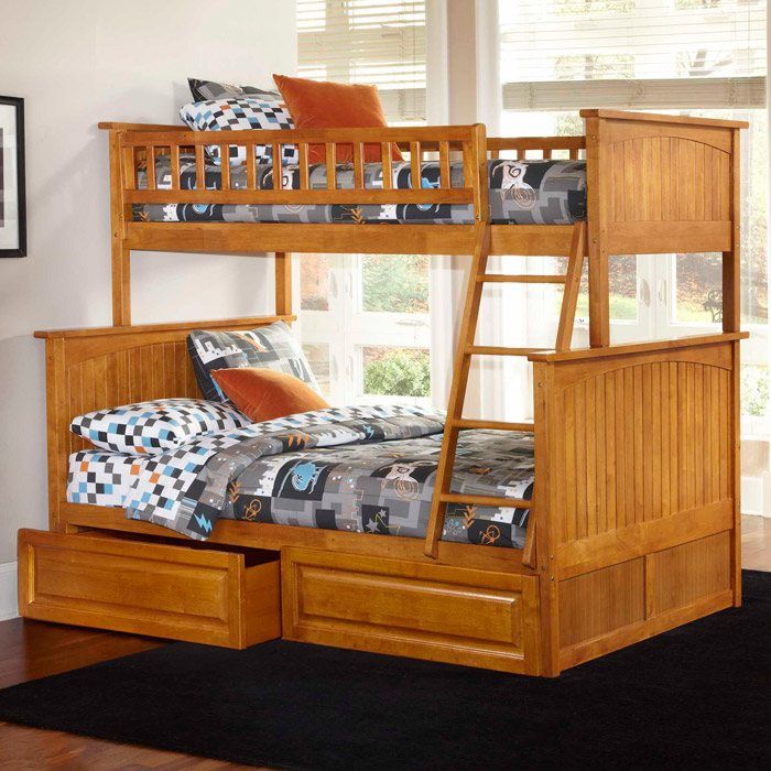 Twin Over Full Bunk Bed w/ Drawers, Solid Wood (Atlantic Furniture)