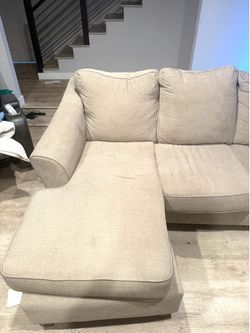 Beige Sectional Sofa with Chaise Lounge