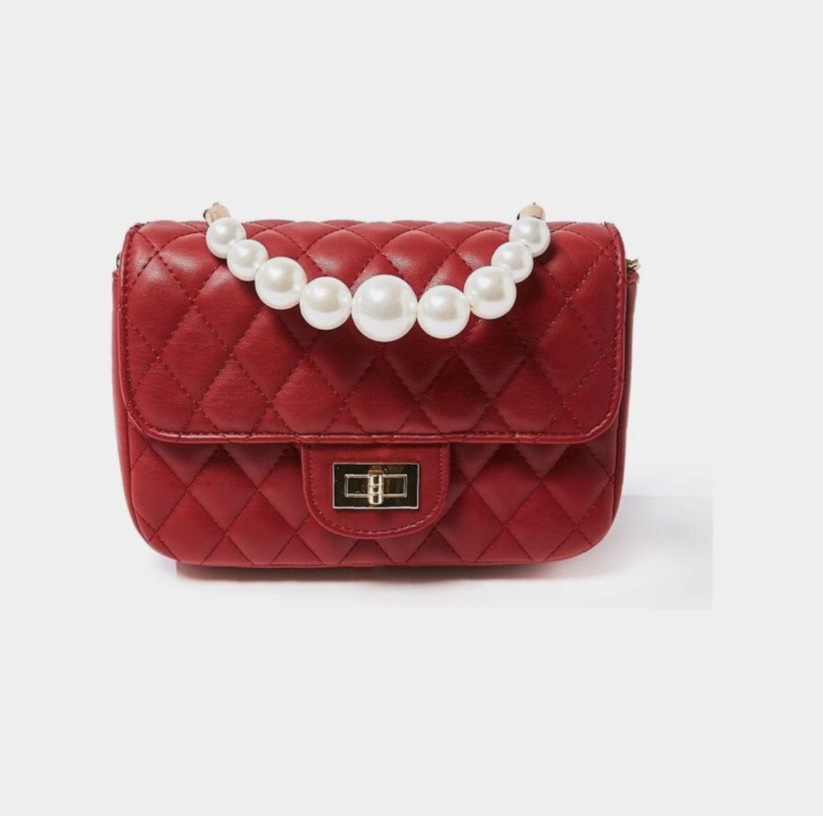 Quilted Faux Pearl Crossbody