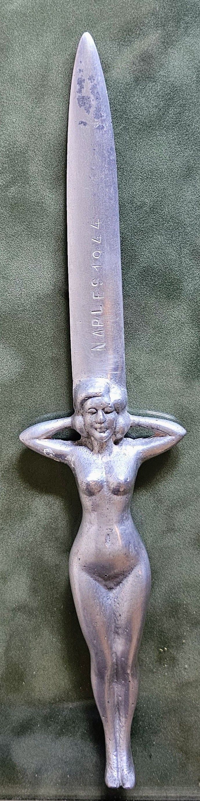 World WAR War II Nude Lady Naples 1944 Envelope Opener