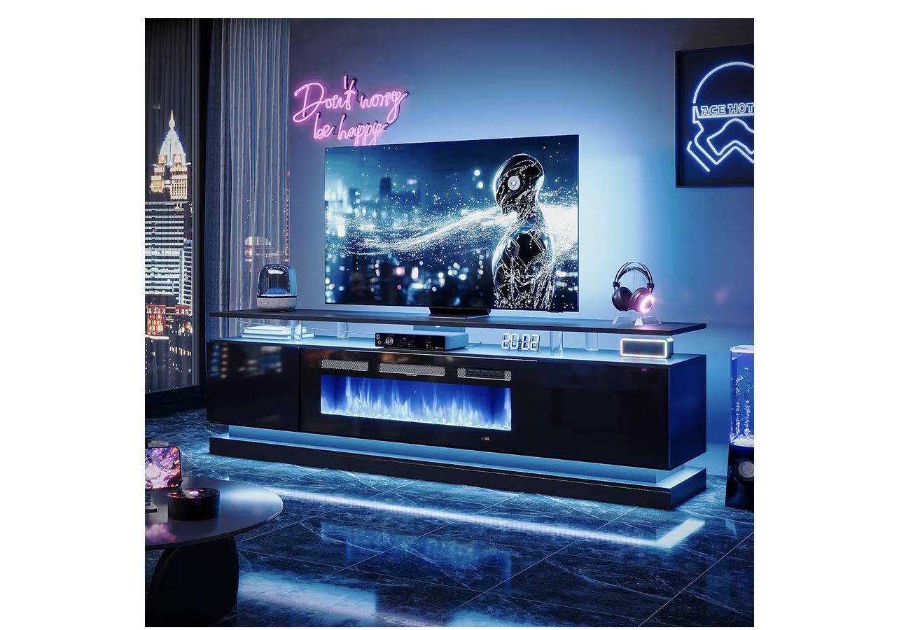 70”TV stand With Fireplace( Scratch At The Backs