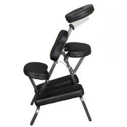 Portable Massage Chair Leather Pad Travel Massage Tattoo Spa Chair, Black