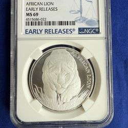 2017 1oz NGC MS69 AFRICAN LION SILVER COIN