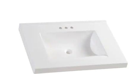 Brand New Glacier Bay 31” x 22” Cultured Marble Vanity Top – White Rectangular Sink – NIB
