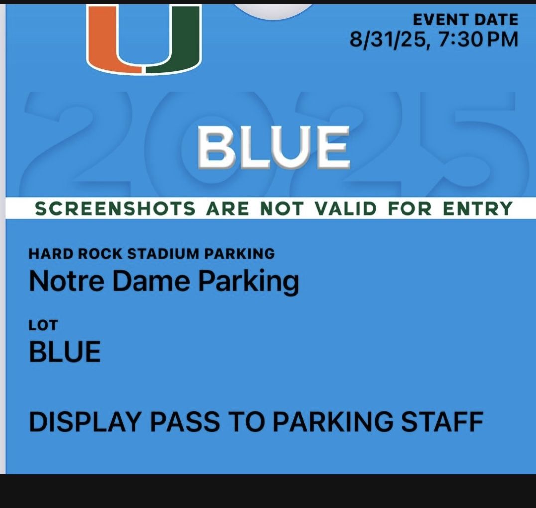 Parking Blue and Orange. Miami vs ND