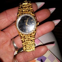 14 Kt. Gold Watch With Diamond Face 