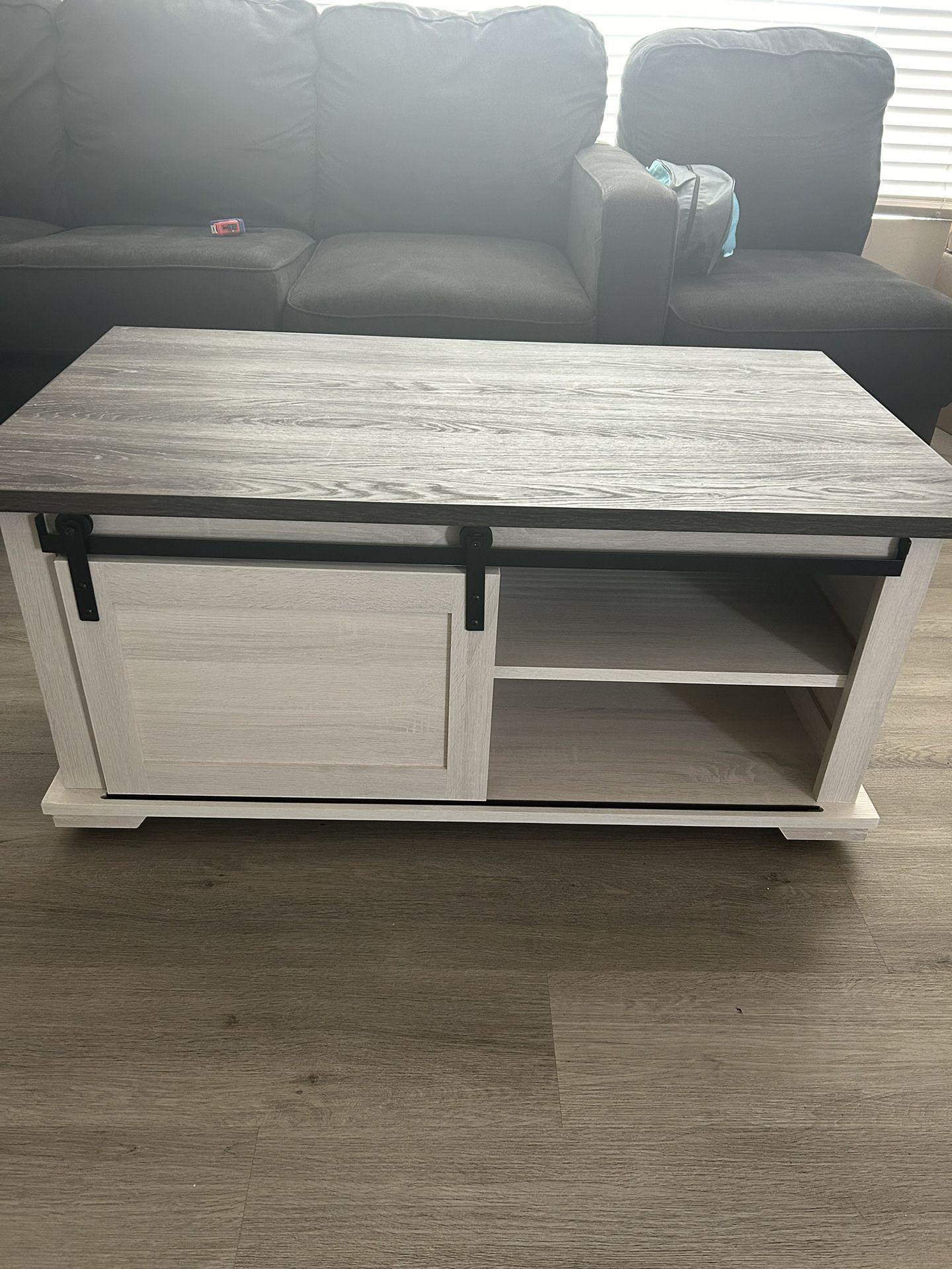 White/Brown Rectangular Coffee Table