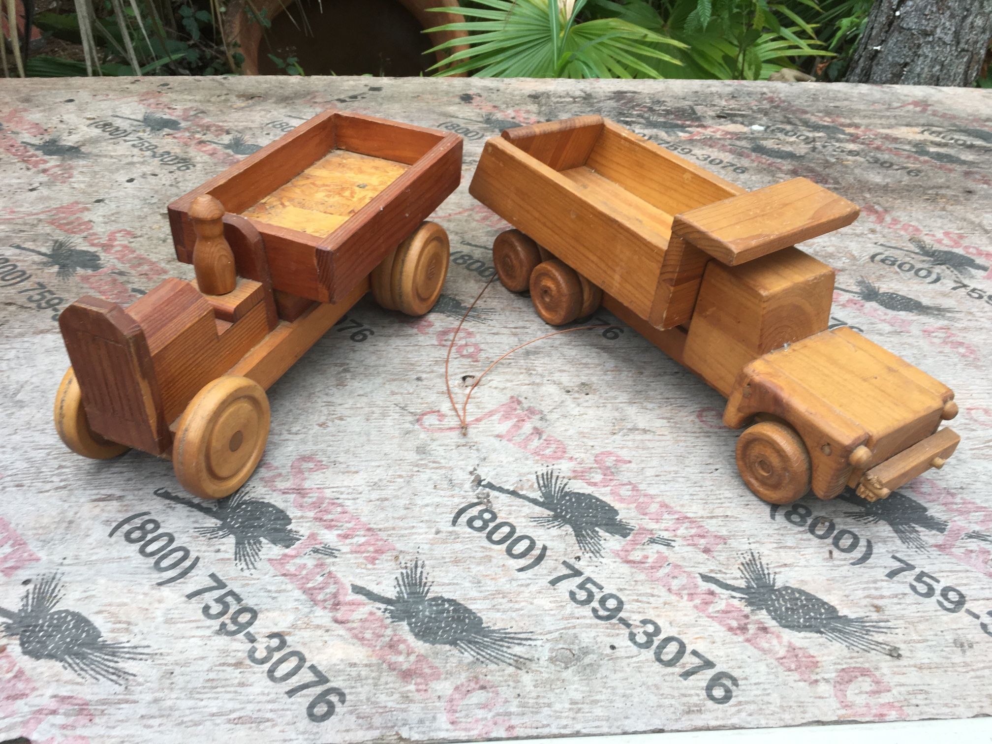 2 wooden  trucks $35.00 CASH. TEXT FOR PRICES. 