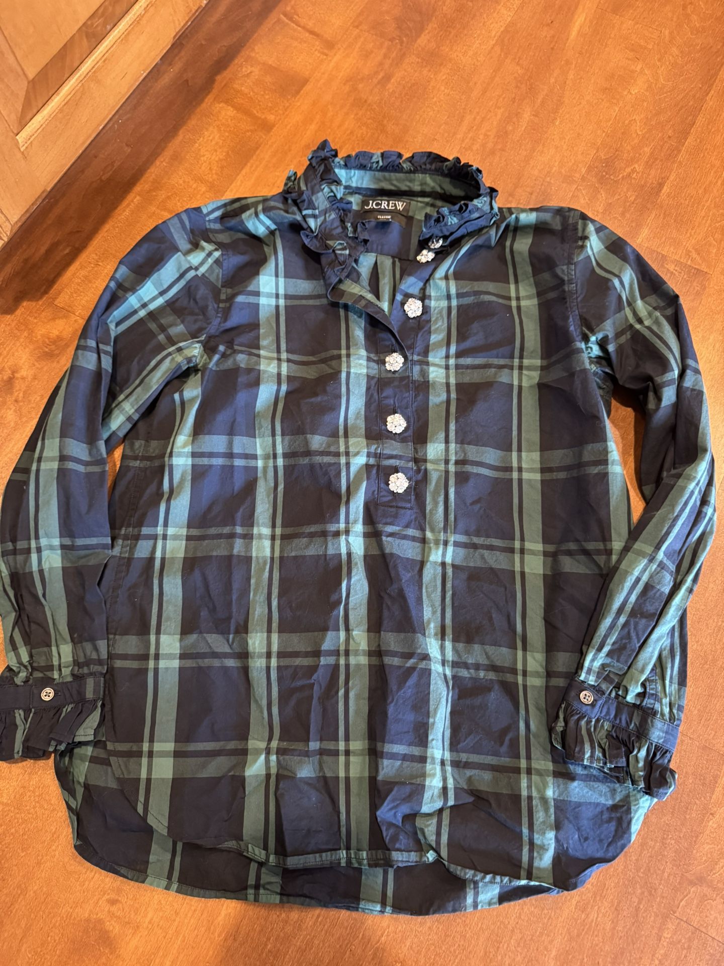 Woman’s J Crew Christmas Plaid Shirt Shipping Available