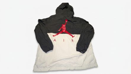Jordan Air Black & White Hooded Windbreaker Jacket XL (stains or bleaching)
