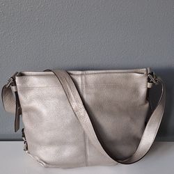 Coach Silver Metallic Satchel