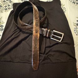 Brown Leather Belt with Silver Buckle