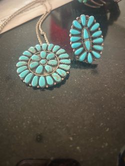 Signed Sterling and Turquoise Necklace/ring
