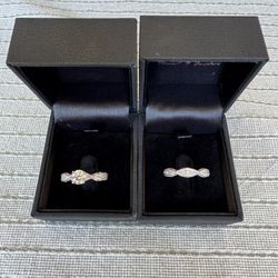 18KW Engagement Ring & Wedding Band Full Set
