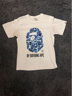 Blue and white bape graphic tee