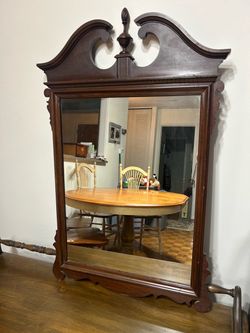 Antique Dark Wood Mirror