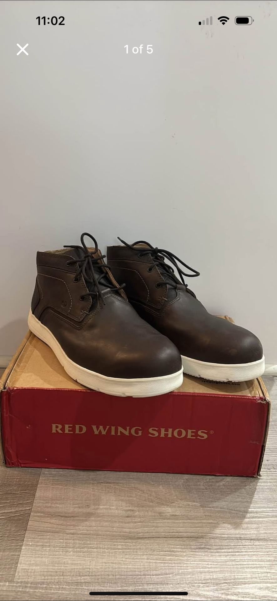 Red Wings Men’s Brown Ankle High Work Boots Steel Toe Size 13M