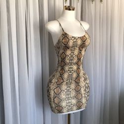 Snake Print Short Fitted Dress Size S