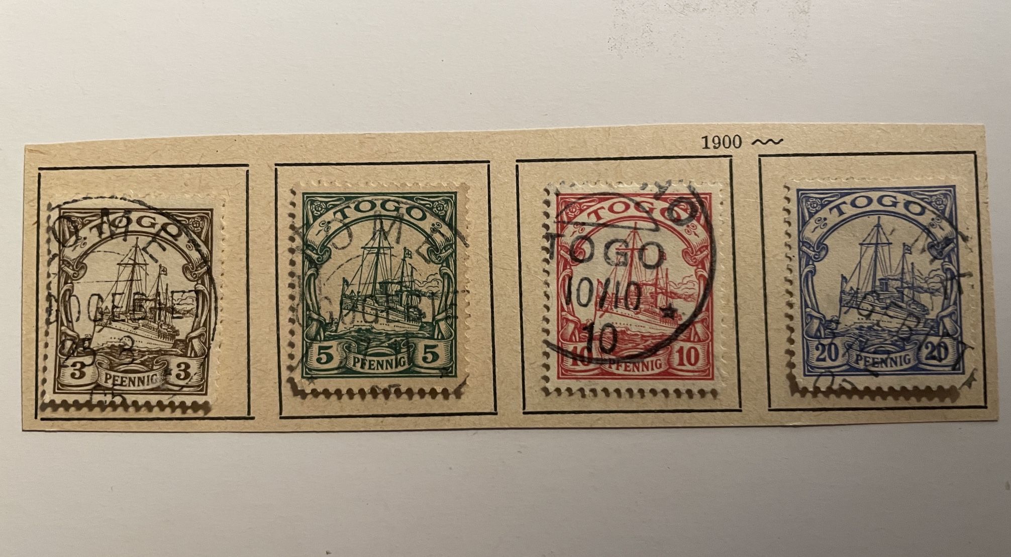 Togo Pfeening Stamps 3,5,10, 20