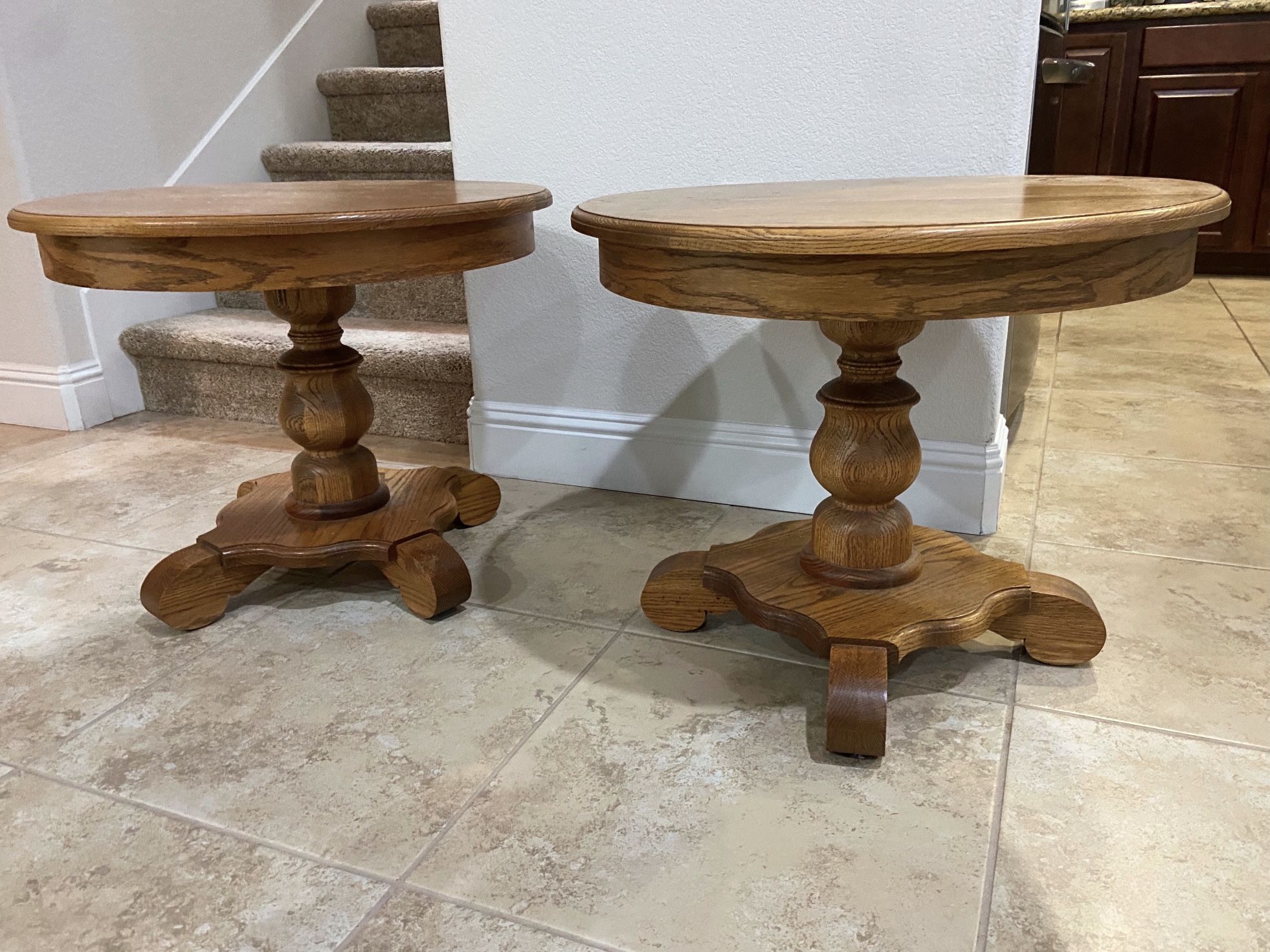 Pair Of Solid Oak End Tables