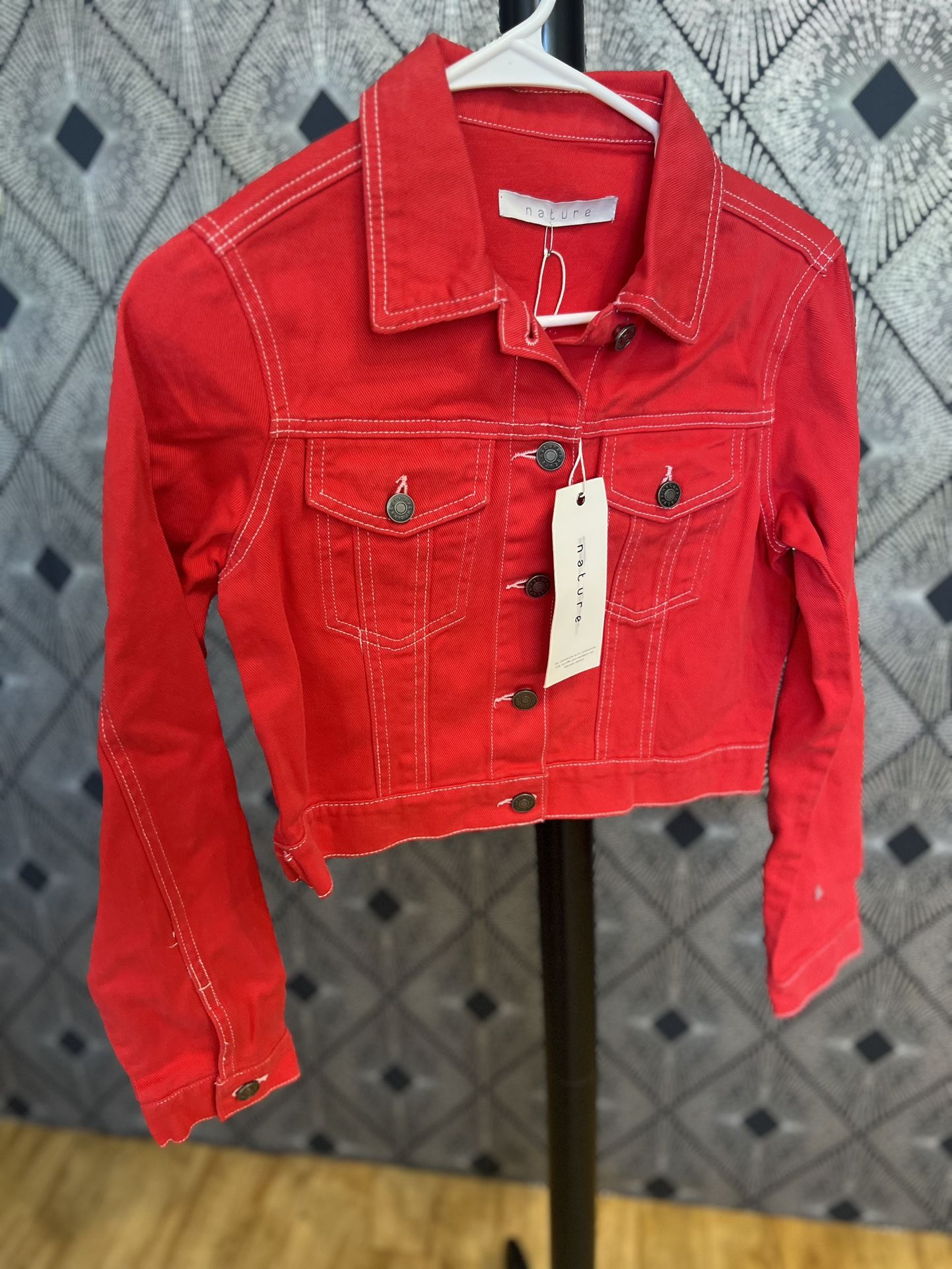 Red Jean Jacket Size Small 