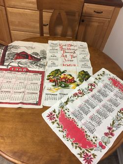 1961, 1963 & 1968 vintage fabric calendars