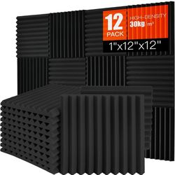 Acoustic Foam Panels 12 Pack 1" x 12"x 12" High Density Soundproofing Wedges for Wall Sound Proof Foam Panels Noise Absorbing Blocker and Sound-Dampin