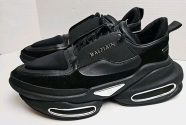 Balmain B-Bold Low-Top Black Suede Sneakers Men's US Size 8