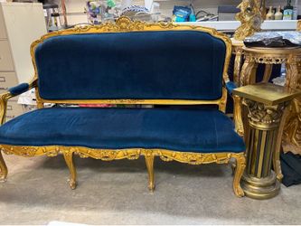 Antique gold and blue chair set