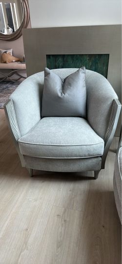 Light Gray Upholstered Barrel Accent Chair Caracole