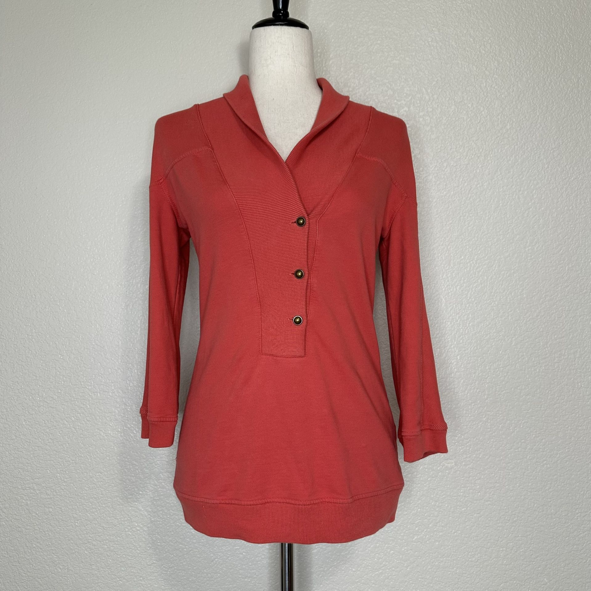 Citizens of Humanity 100% Cotton Shawl Collar Reddish Orange Sweatshirt