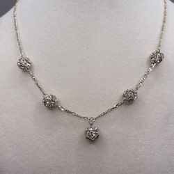 Vintage Cz Sphere 925 Necklace 
