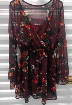 Abercrombie & Fitch Ladies Burgundy Floral Dress Size S