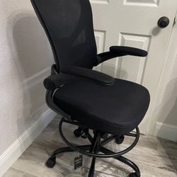 Alolo Ergonomic Drafting Chair - Big & Tall Office Chair with Flip-Up Arms (Black) NEW flaw 