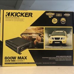 Kicker 800 Watts Max Bass Amplifier 400 Watts Rms Cxa400.1 Brand New 