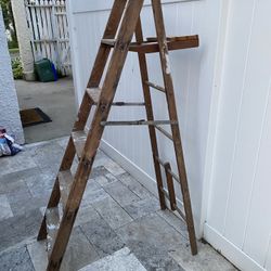 Six foot wooden ladder